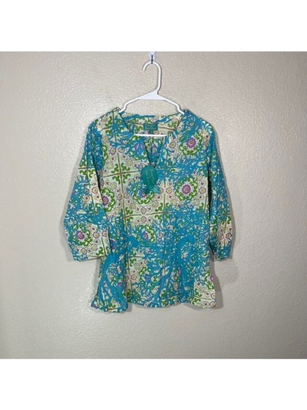 Amtica Santoria Top Womens Small Tunic Blouse Art Long Sleeve NEW